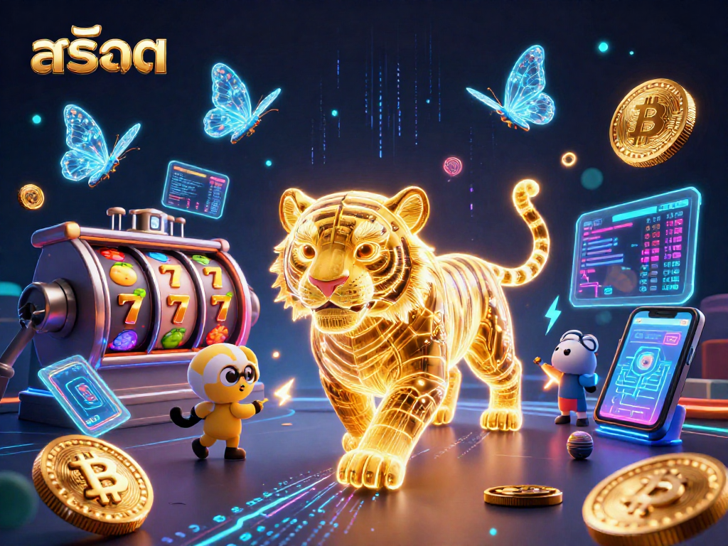 Experience exciting สล็อต gaming action with a vibrant tiger and dynamic jackpot elements in a digital casino.