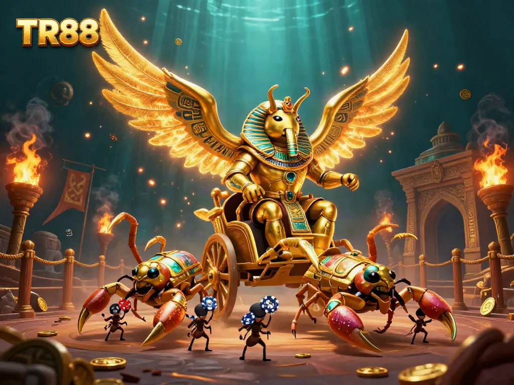 Win big with TR88 in a vibrant casino scene featuring golden treasures and high-energy gameplay.