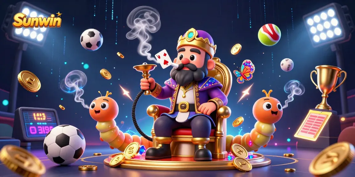Experience thrilling games and bonuses with Sunwin's dynamic casino scene illustration