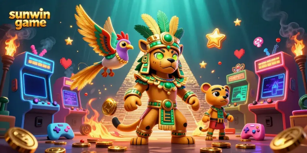 Experience thrilling wins with sunwin game in this vibrant casino adventure scene.