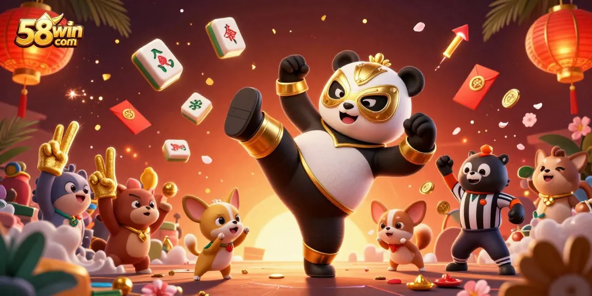 Experience thrilling action at 58win com with a dynamic wrestling-themed illustration showcasing gambling excitement.