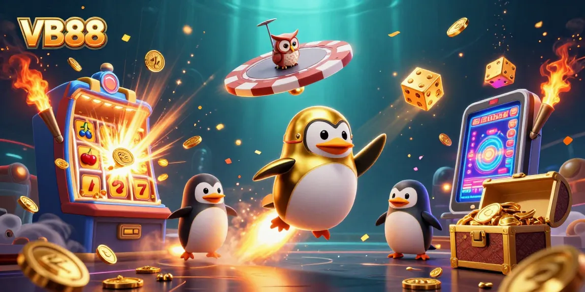 Experience thrilling gameplay with VB88 in this vibrant casino adventure illustration.