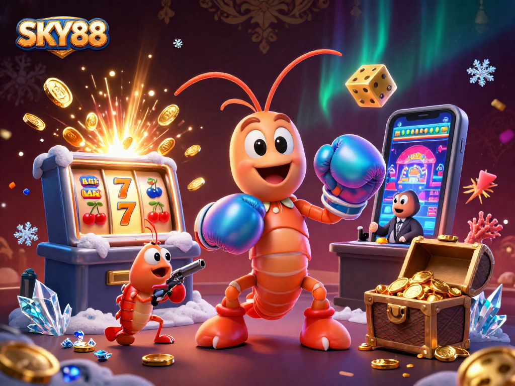 Experience thrilling gameplay with SKY88's energetic casino scene featuring jackpot wins!