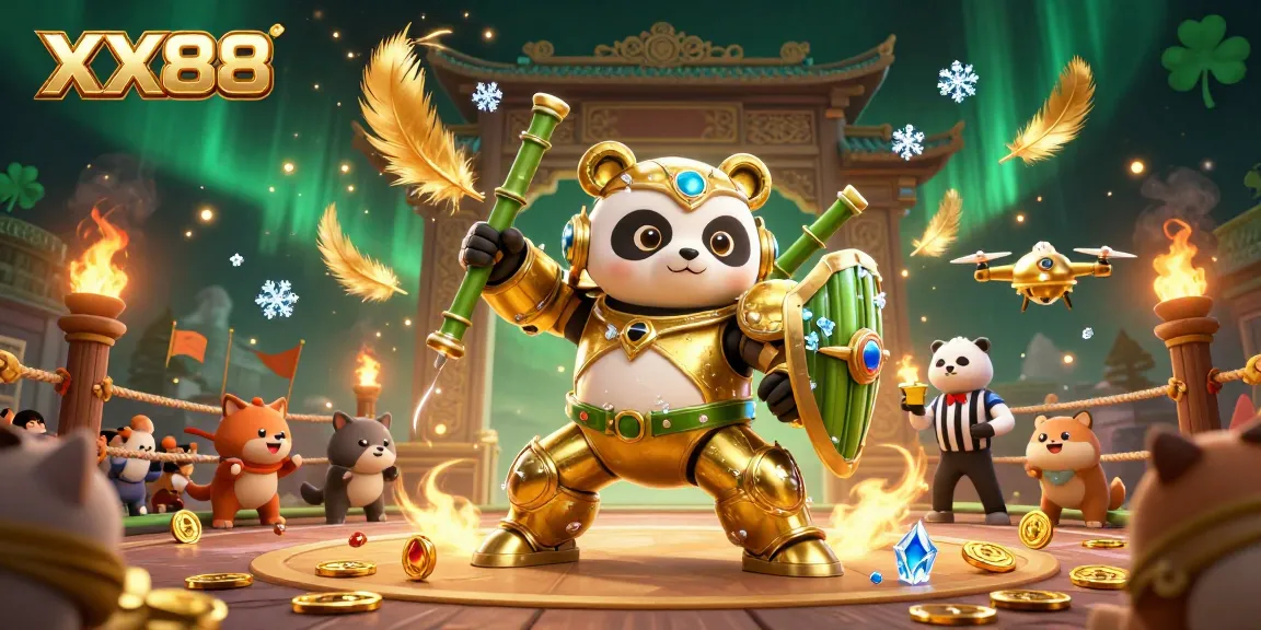 Experience exciting gaming action at XX88 with a vibrant arena filled with animated characters and dynamic effects.