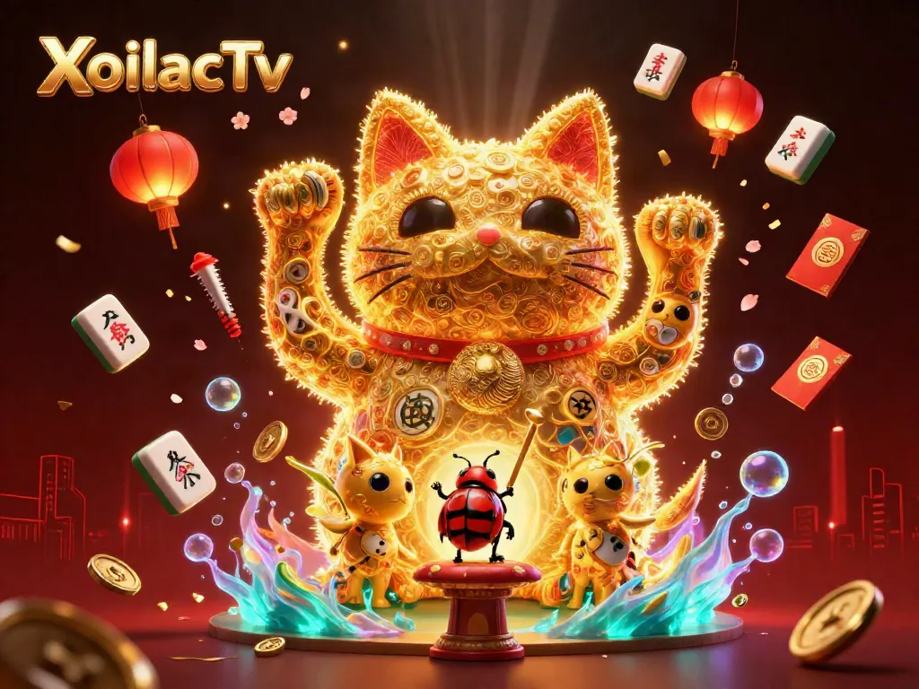 Experience thrilling gameplay with XoilacTv's vibrant 3D golden lucky cat and engaging casino atmosphere.
