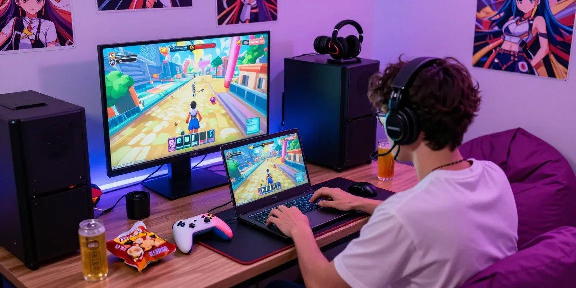 Immersive experience playing ecchi games online in a cozy gaming space.