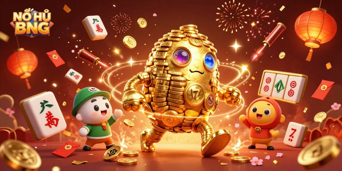 NỔ HŨ BNG captures the excitement of spinning slot reels with golden golem amidst lucky symbols.