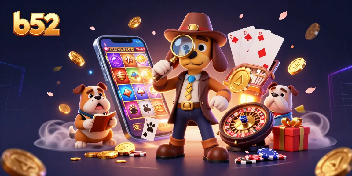 Experience thrilling b52 action with a detective uncovering treasures in this vibrant casino-themed illustration.