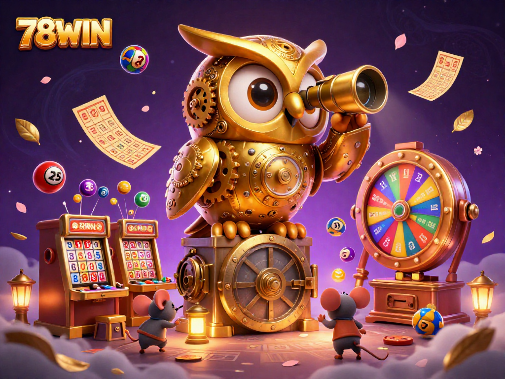 Hit the slots with 78WIN’s golden owl overseeing vibrant games and dynamic cash prizes.