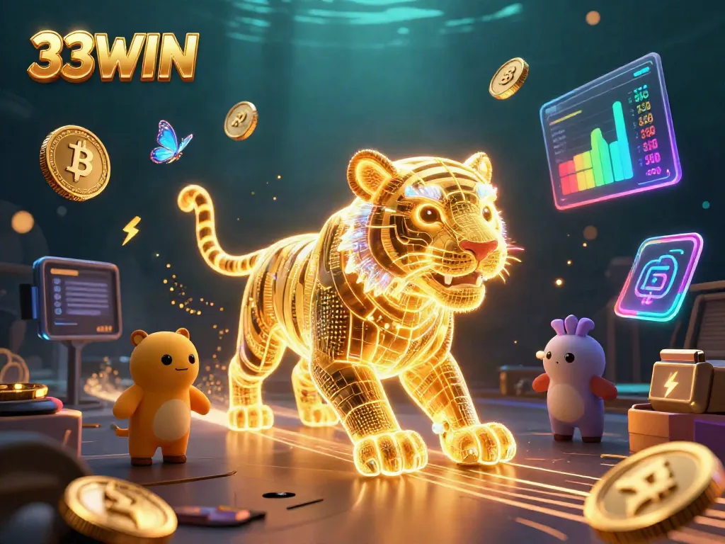 Experience thrilling gameplay with 33WIN's vibrant digital casino featuring a glowing golden tiger.