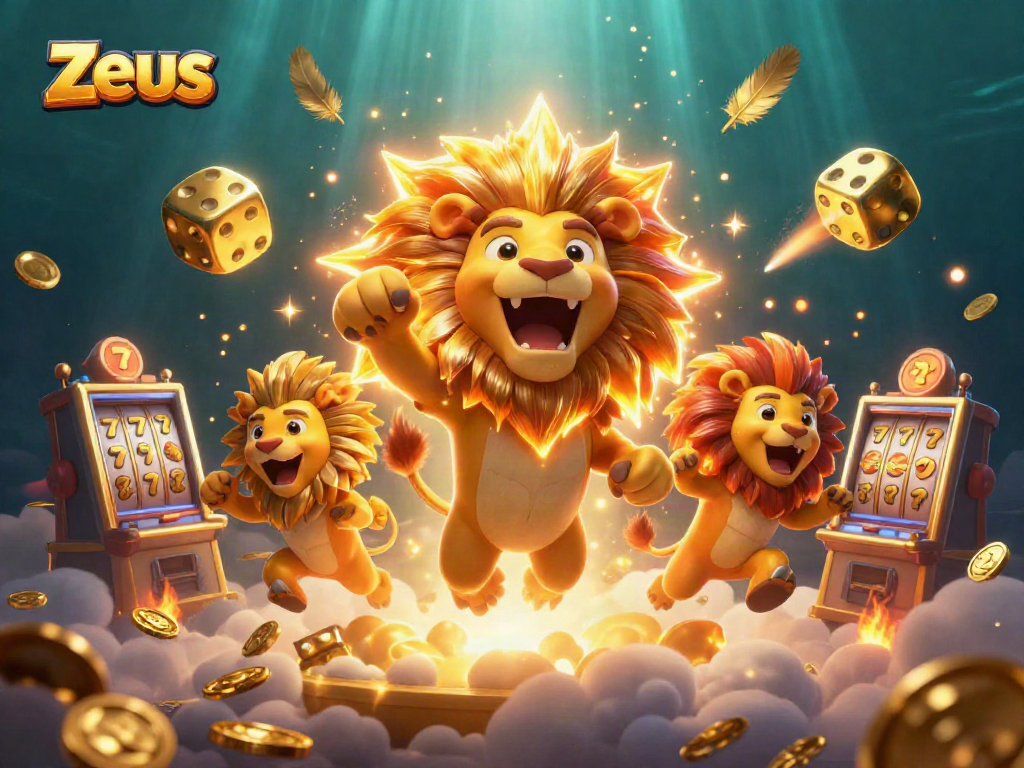Experience thrilling Zeus slot action with a vibrant 3D illustration of epic casino elements.