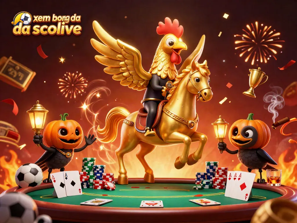 Watch xem bong da socolive live with golden rooster in a vibrant casino backdrop.