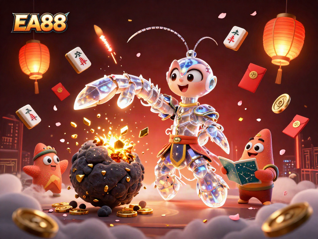 Engage in thrilling gameplay with the EA88 samurai mantis shrimp amidst dazzling casino elements.