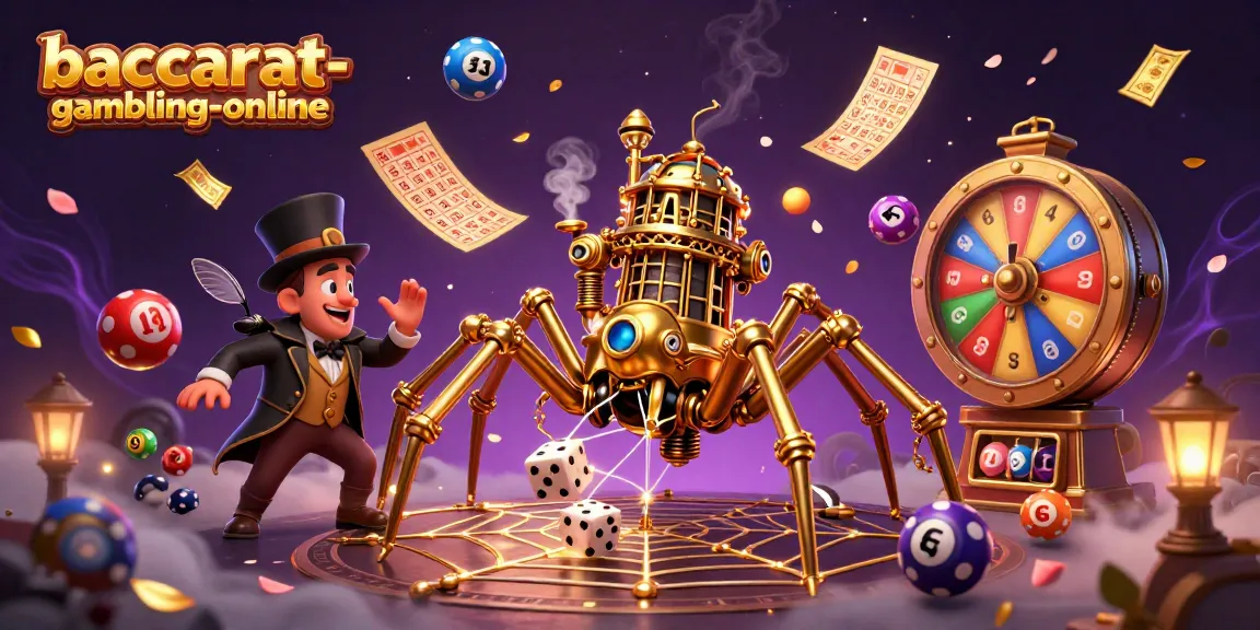 Baccarat-gambling-online's vibrant 3D steampunk spider scene featuring dynamic lottery elements and engaging characters.