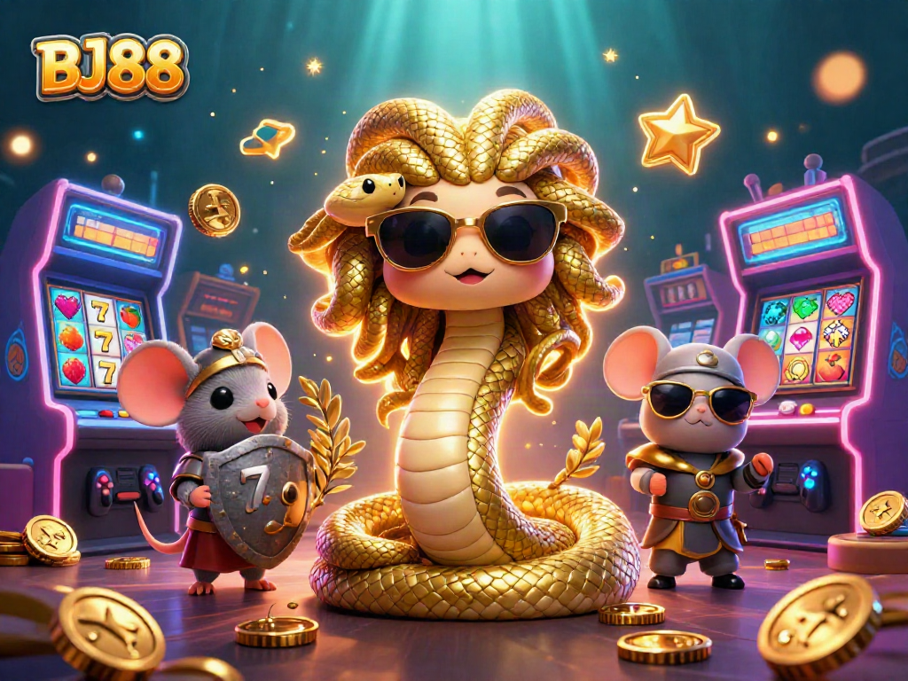 Play engaging slots at BJ88 with lively casino characters in an immersive 3D illustration.