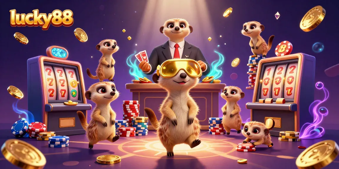 Experience the excitement of lucky88 with a lively meerkat casino scene, showcasing thrilling slot action and colorful stakes.
