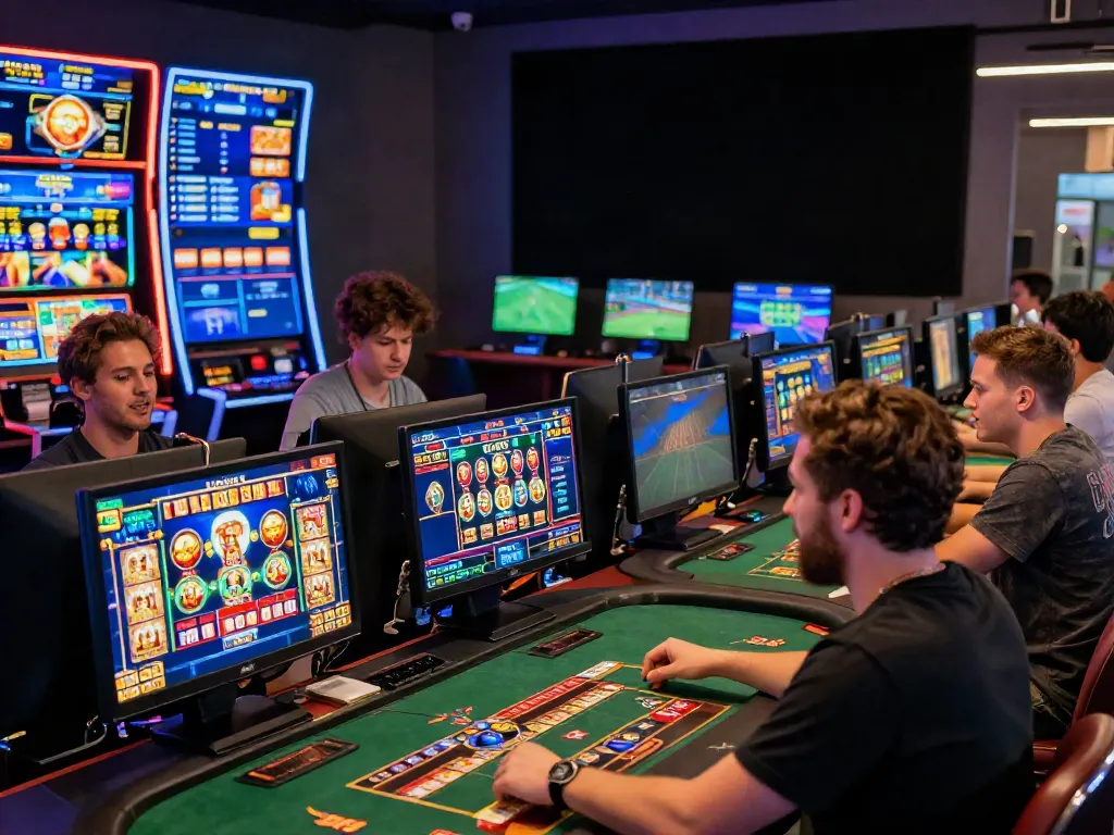9 bet players celebrating wins in a vibrant online casino atmosphere with diverse games and engaging interactions.