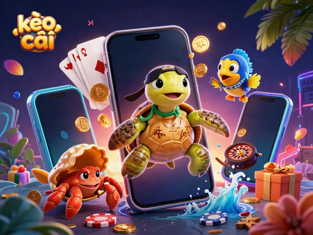 Experience the thrill of kèo nhà cái with vibrant characters and exciting gaming elements in this dynamic illustration.