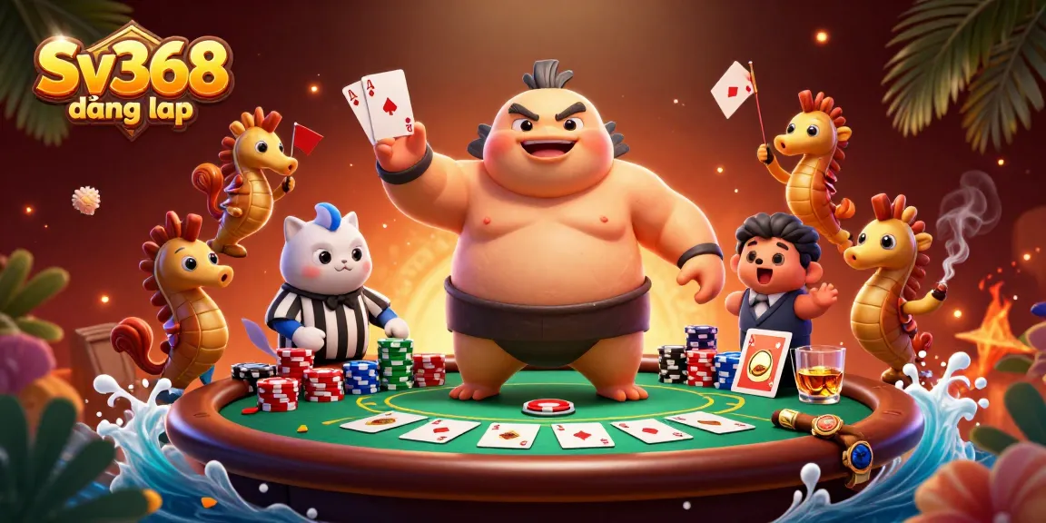Engage with Sv368 đăng nhập at a vibrant underwater casino scene featuring a blowfish, referee, and poker elements.