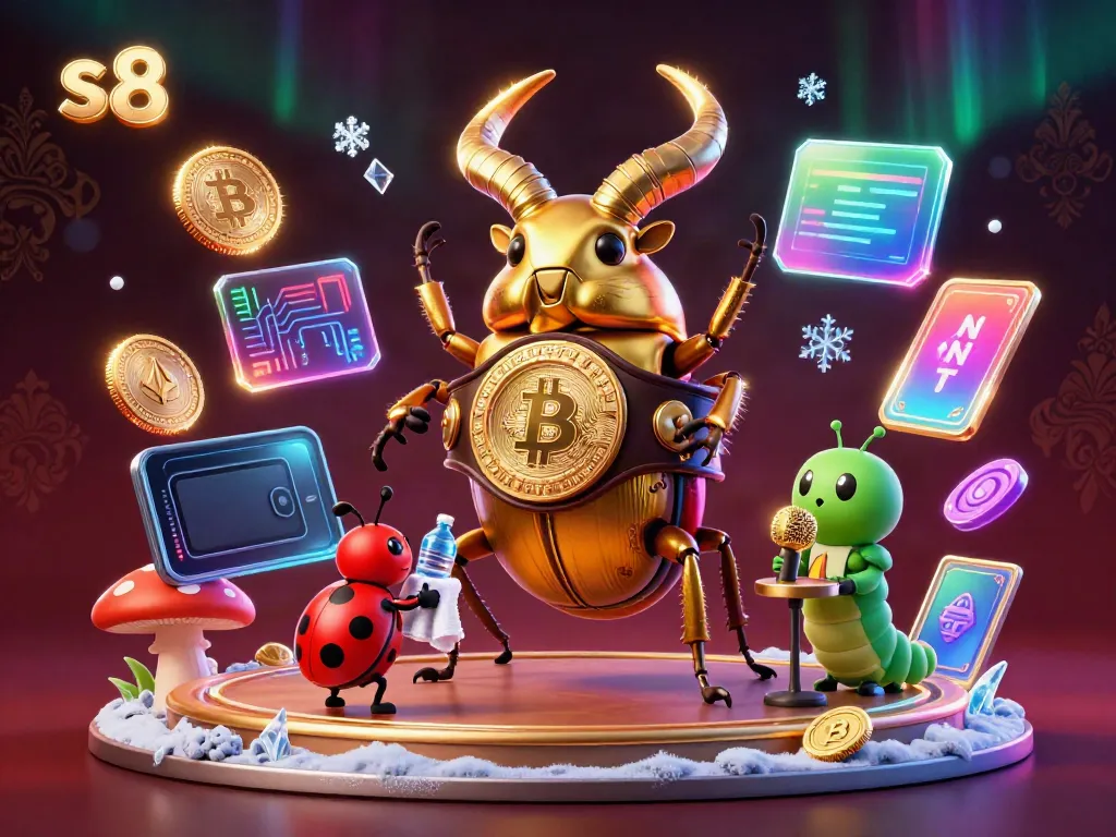 S8 online casino features lively gaming scene with unique characters and vibrant crypto elements.