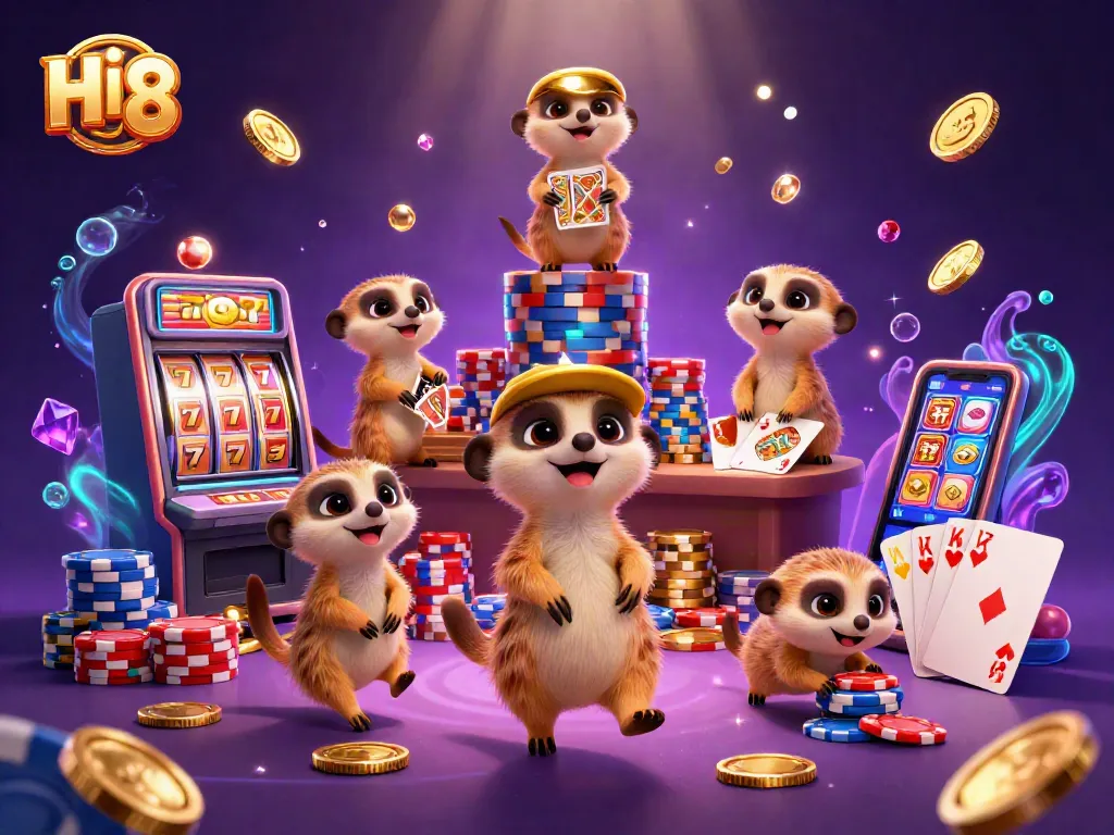 Engage in thrilling gameplay at Hi 88 with adorable meerkats managing a vibrant casino.