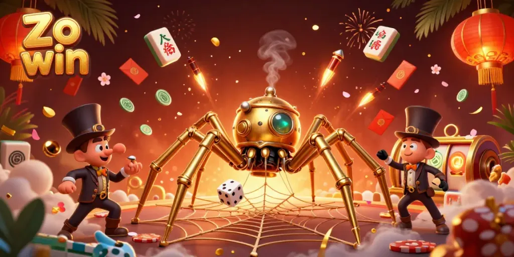 Engage with the vibrant world of Zo win through an immersive casino scene featuring exciting gaming elements and unique characters.