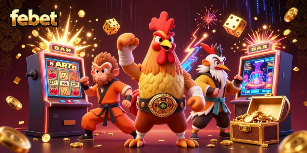 Experience thrilling action at febet's vibrant online casino with dynamic characters and rich winning elements.