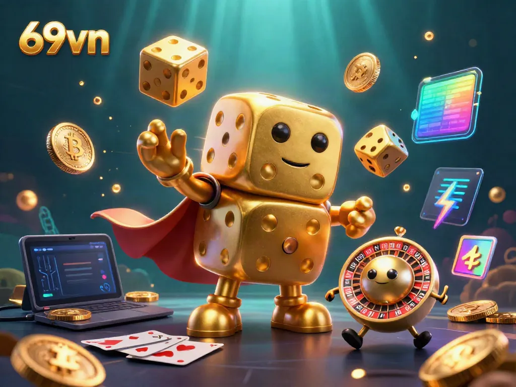 Activate coin rolls and thrilling plays with 69vn in a vibrant 3D digital casino atmosphere.