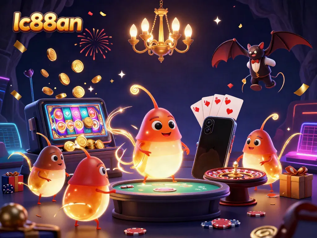Experience the vibrant lc88an casino world with glowing characters and exciting game elements.