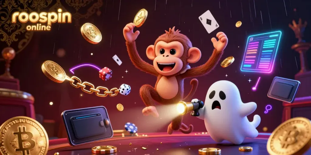 Experience the thrilling action at roospin online with playful characters in a haunted casino.
