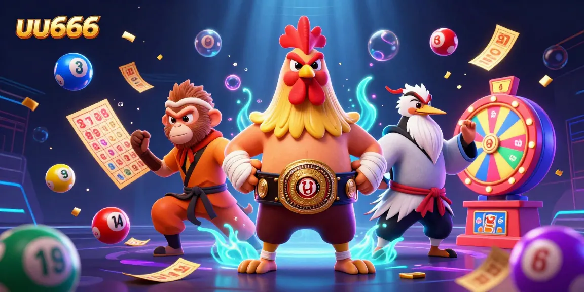 Experience the excitement of uu666 with this vibrant casino-themed illustration featuring colorful lottery elements.