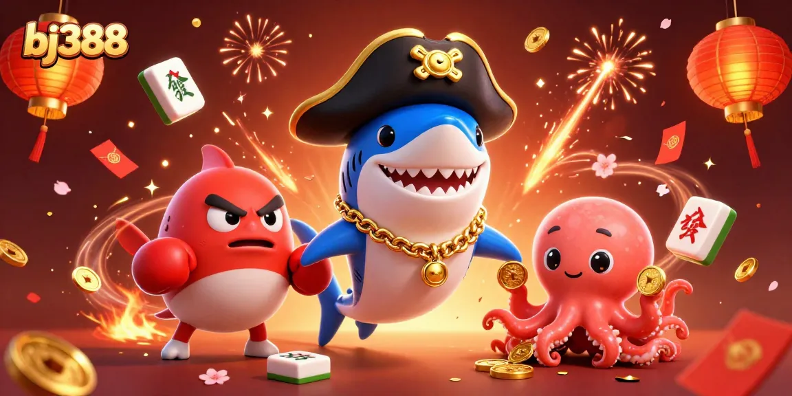 Experience the thrill of bj388 with animated characters enjoying exciting casino games and colorful rewards.