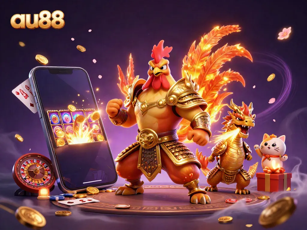 Experience the thrill of au88 with dynamic characters amidst vibrant casino elements.