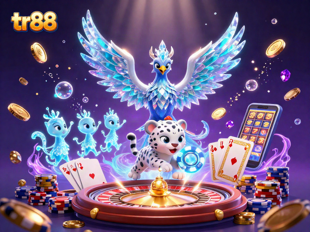 Experience thrilling gameplay as tr88's ice phoenix leads a vibrant casino adventure.